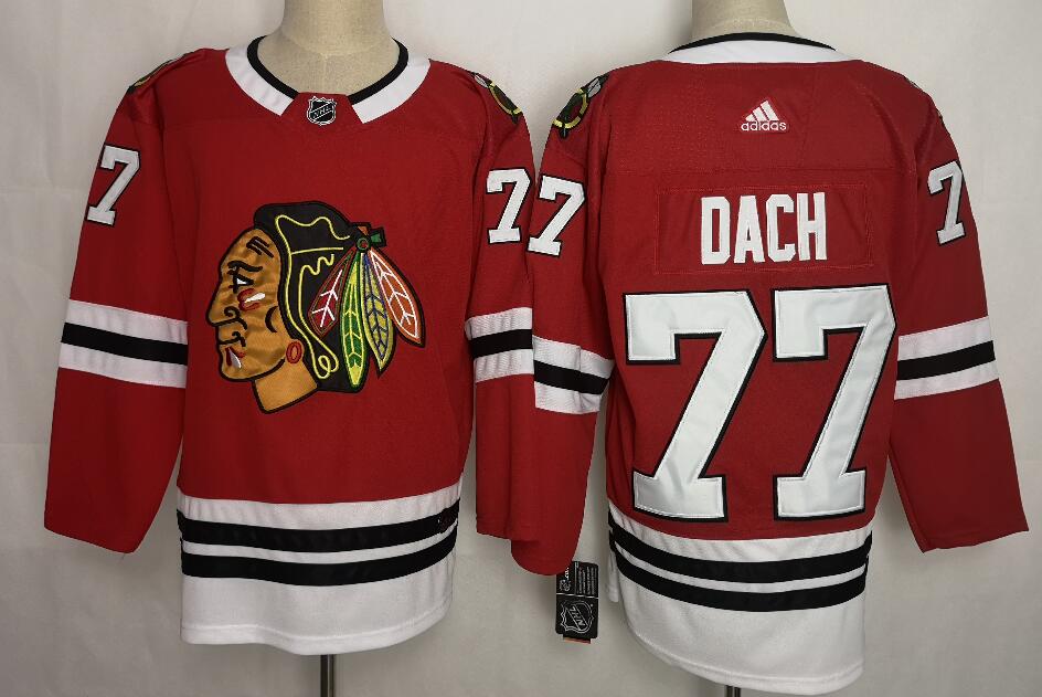 Men's Chicago Blackhawks #77 Kirby Dach Red Throwback CCM Stitched NHL Jersey